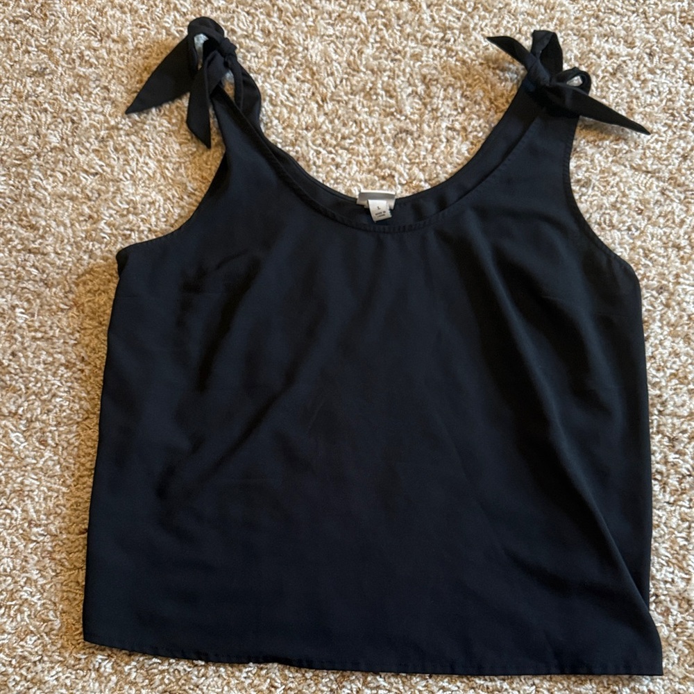 Black Sleeveless Top with Bow Straps